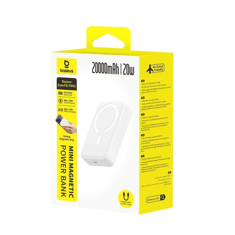 Baseus EnerFill FM41 Ultra Mini 20W magnetická powerbanka 20000mAh biela