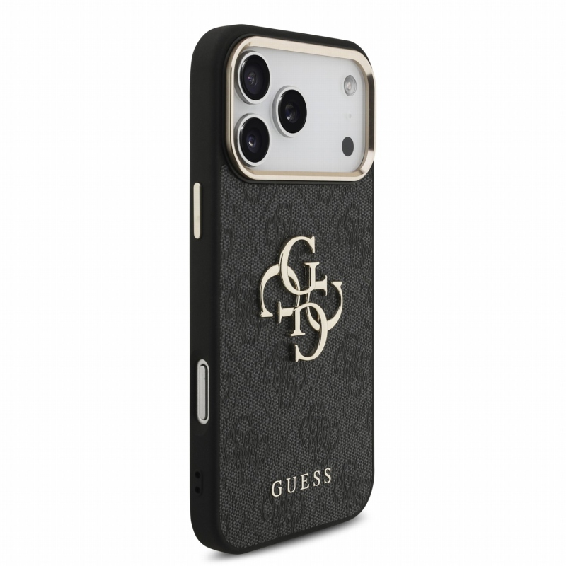 Guess PU 4G Metal Logo Strap – zadný kryt pre iPhone 18 Pro Max – čierny