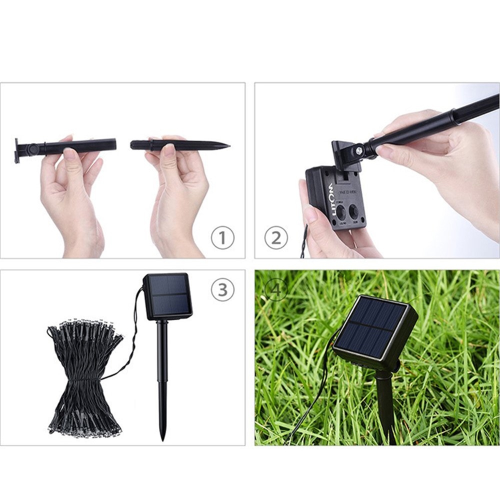 Záhradná solárna svetelná dekorácia s krištáľovým efektom 12 m 100 LED – biele svetlo