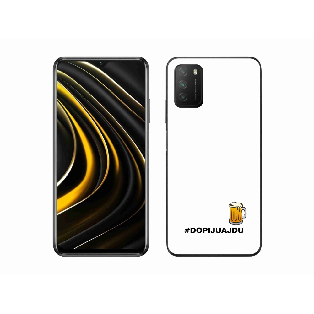 Gélový kryt mmCase na Xiaomi Poco M3 - pivný motív 1 biele pozadie