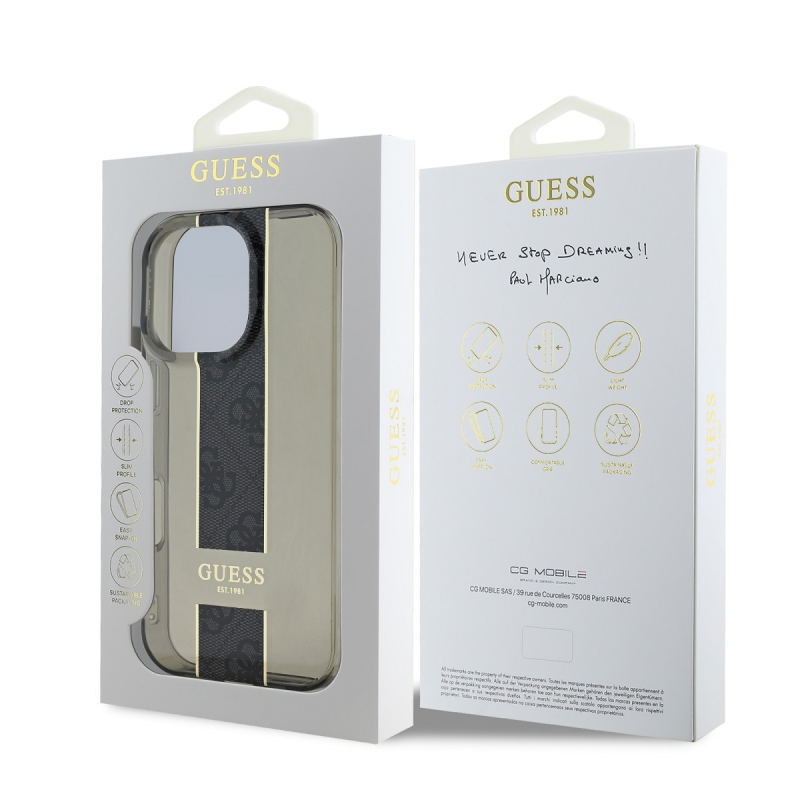 Guess IML Middle 4G Stripe Zadný Kryt pre iPhone 16 Pro Black