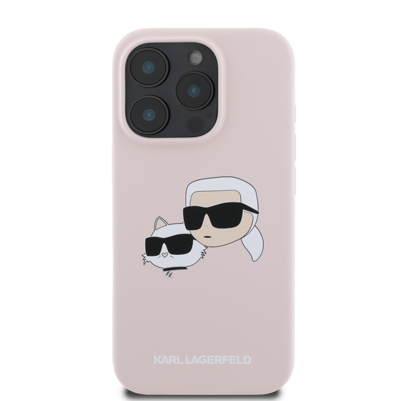 Karl Lagerfeld Liquid Silicone Double Heads MagSafe Zadný Kryt pre iPhone 16 Pro Pink