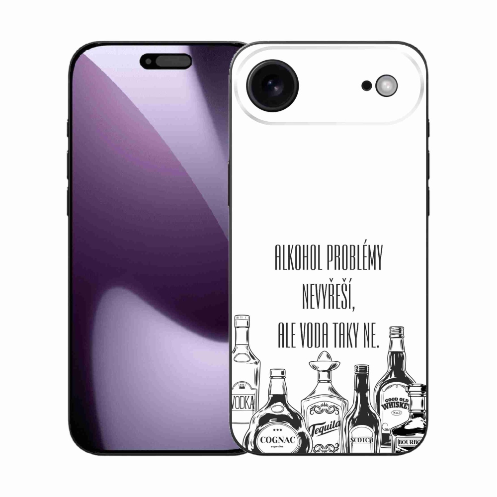 Gélový kryt mmCase na iPhone 17 Air - vtipný text biele pozadie