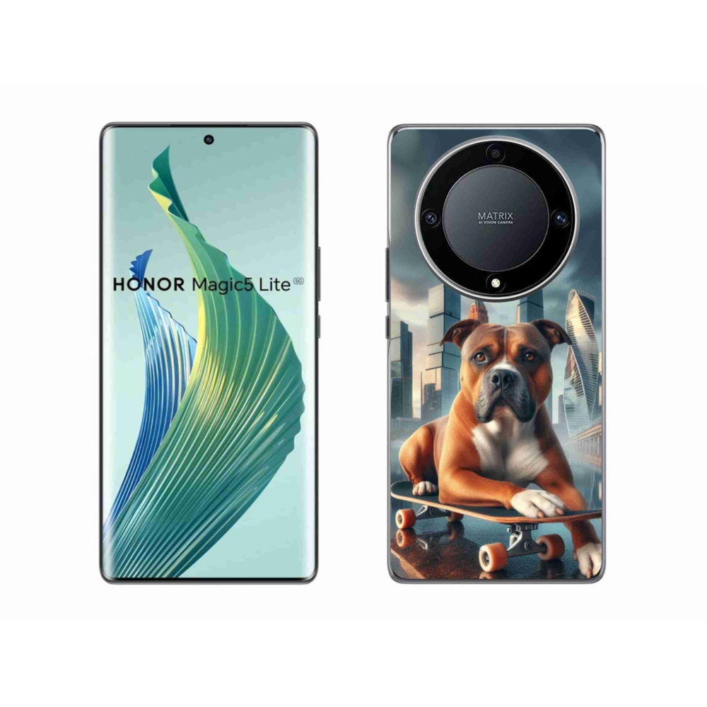Gélový kryt mmCase na Honor Magic 5 Lite 5G - pes na skateboarde