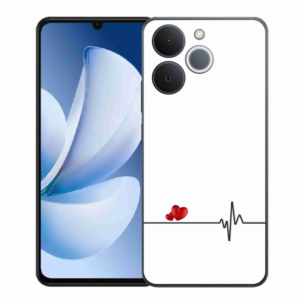 Gélový kryt mmCase na Realme Note 70T - srdce a tep biele pozadie