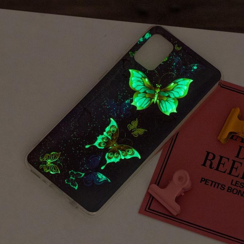 Noctilucent gélový obal na mobil Samsung Galaxy A31 - modrozlatí motýle