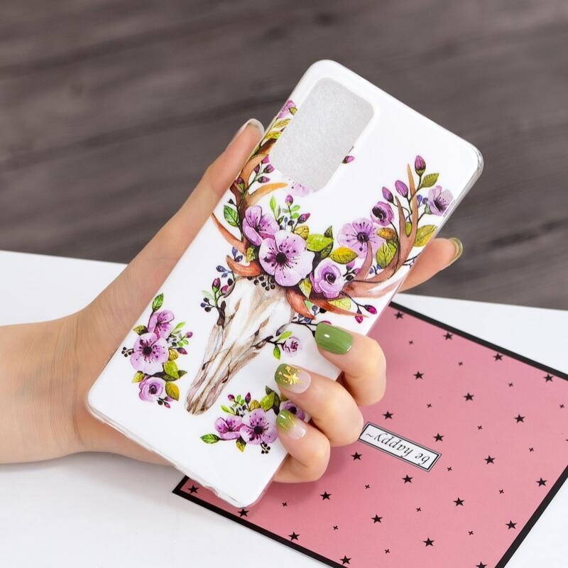 Noctilucent gélový obal na mobil Samsung Galaxy A52 5G / 4G / A52s 5G - lebka a kvety