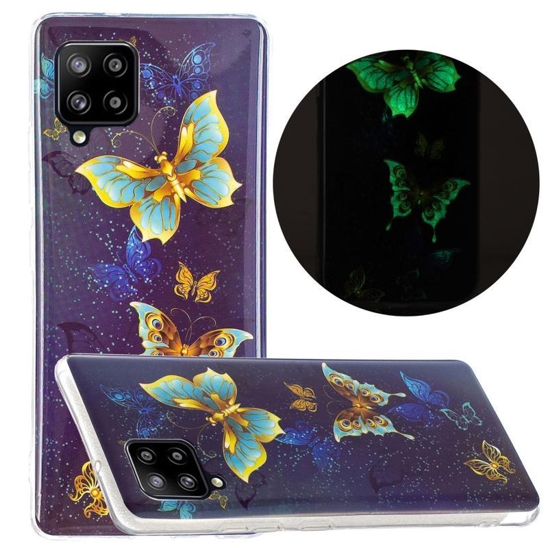 Noctilucent gélový obal pre mobil Samsung Galaxy A42 5G - zlatý motýľ