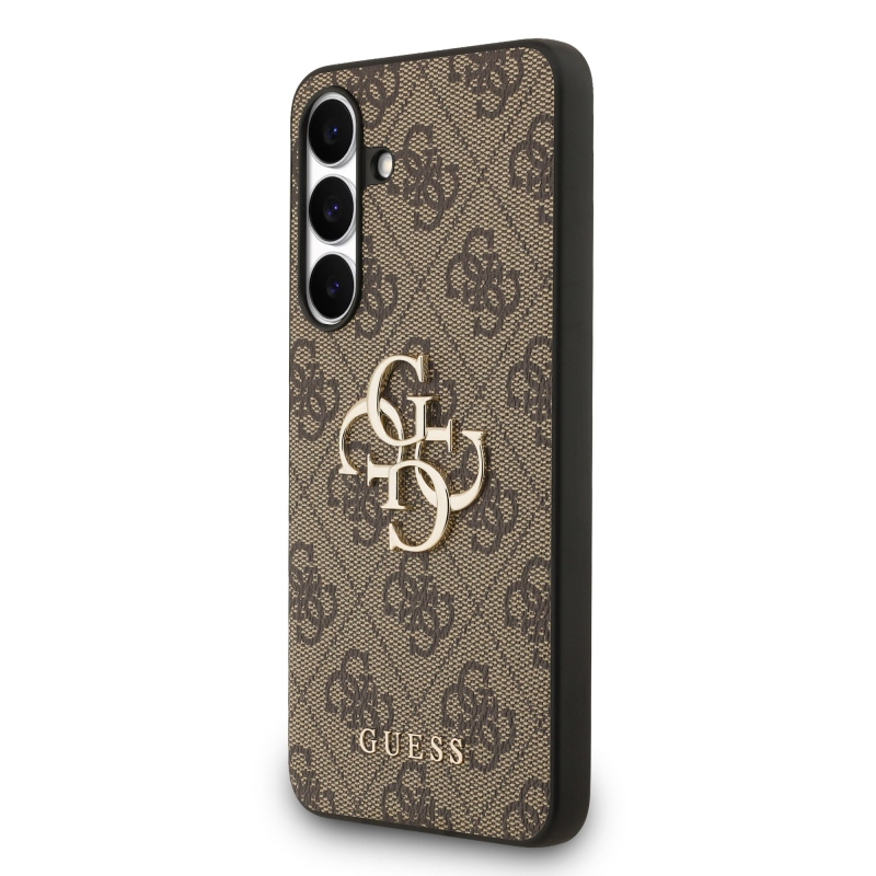 Guess PU 4G Metal Logo Zadný Kryt pre Samsung Galaxy S25 FE Brown