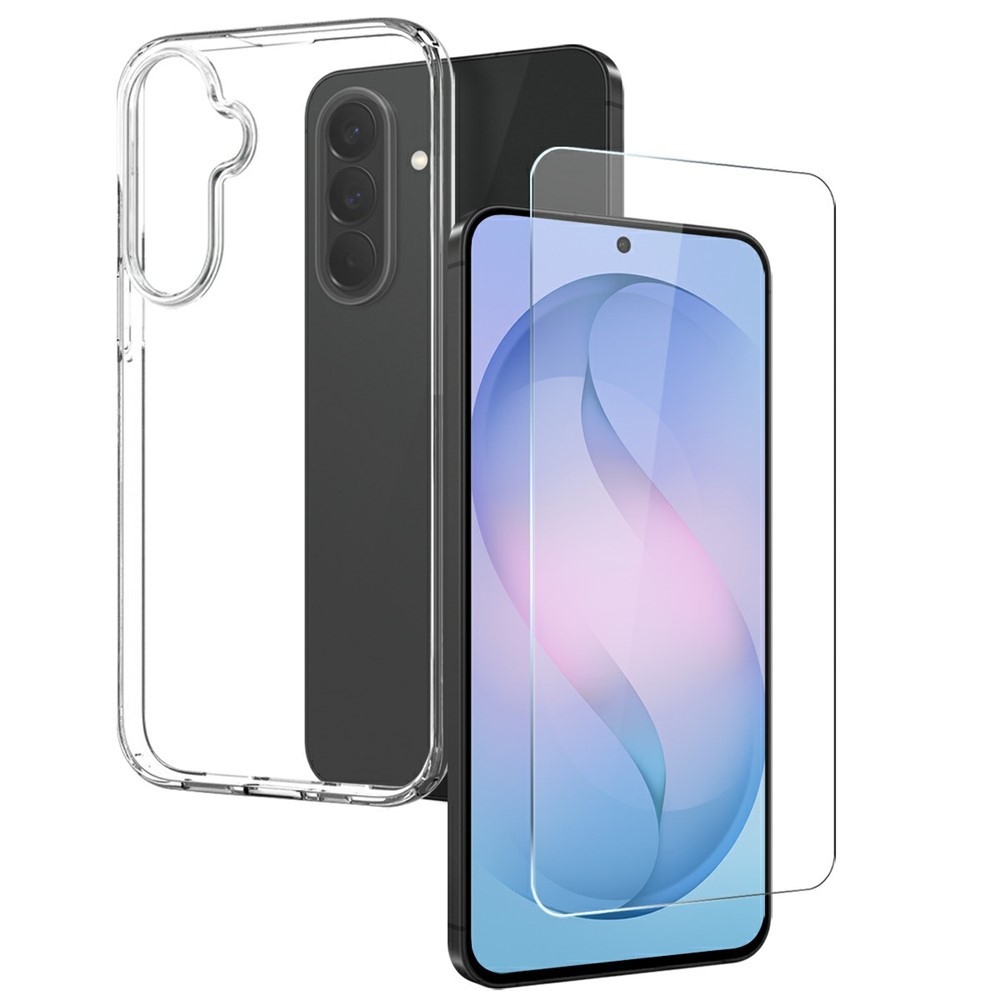 NORTHJO priehľadný gélový obal + tvrdené sklo na Samsung Galaxy S26 FE - priehľadný