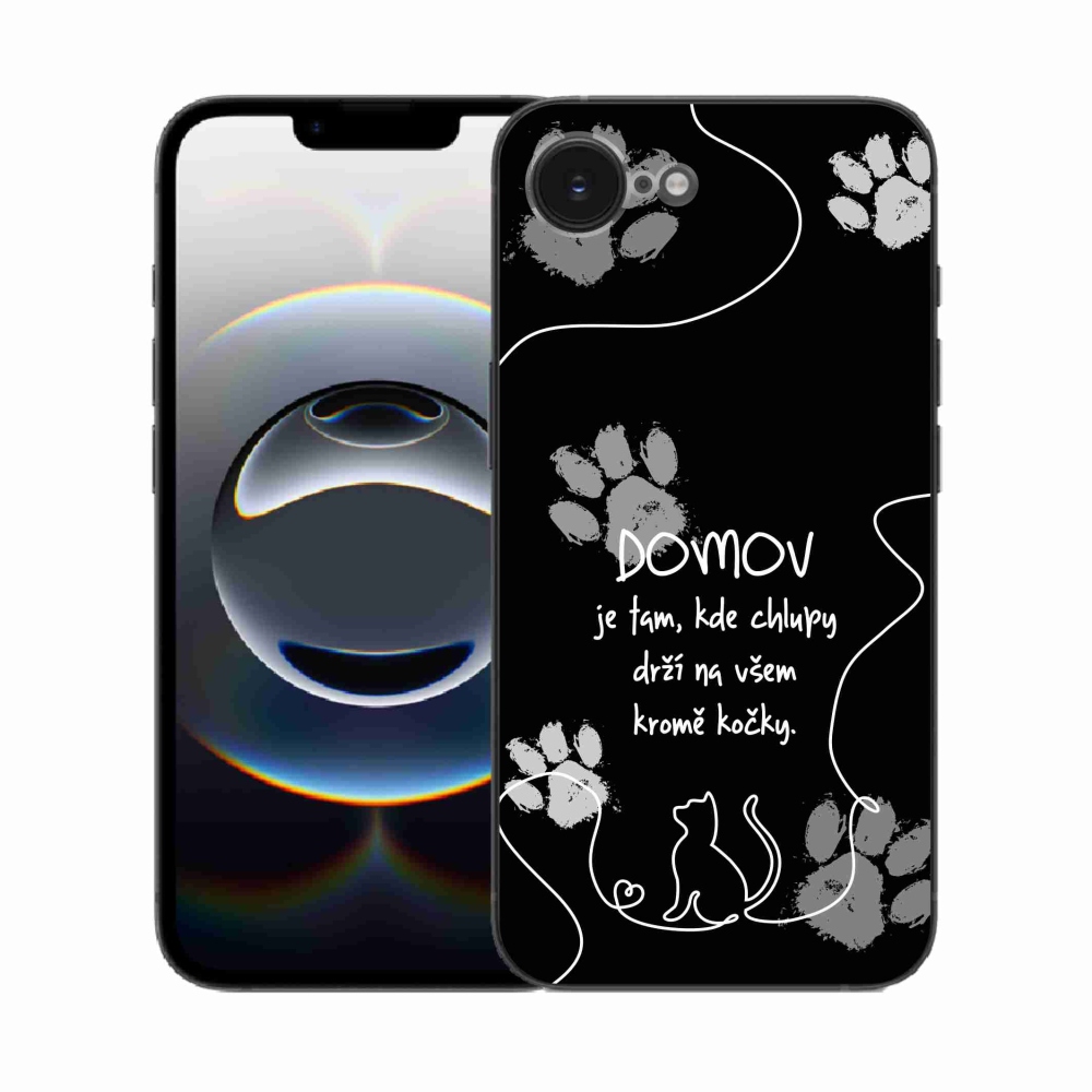 Gélový kryt mmCase na iPhone 16e - mačacie motív čierne pozadie