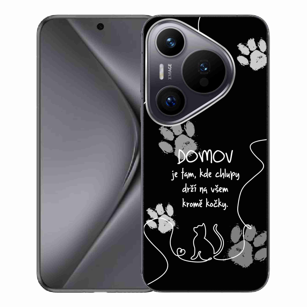 Gélový kryt mmCase na Huawei Pura 70 Pro - mačacie motív čierne pozadie