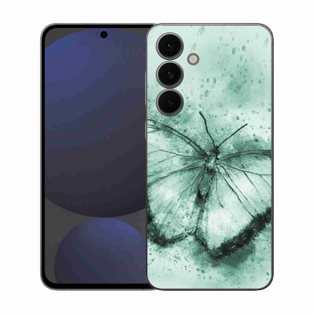 Gélový kryt mmCase na Samsung Galaxy S25 FE - zelený motýľ