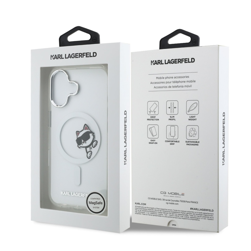 Karl Lagerfeld IML Choupette Peekaboo MagSafe Zadný kryt pre iPhone 17 Transparent
