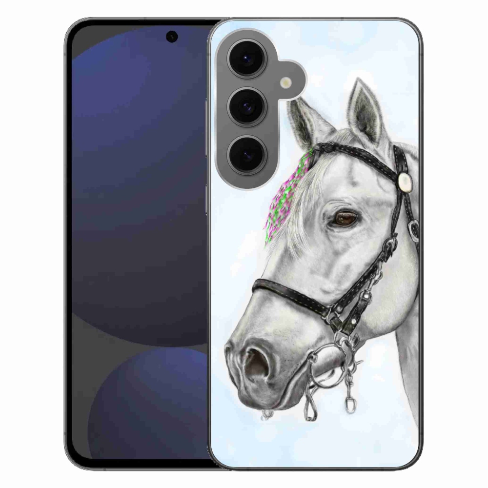 Gélový kryt mmCase na Samsung Galaxy S24 FE - biely kôň 1