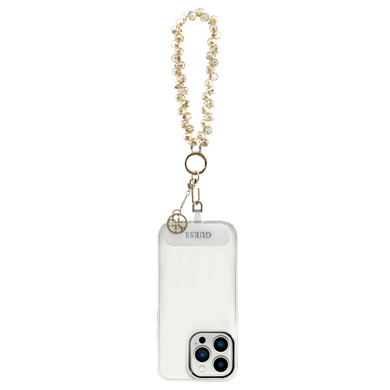 Guess Universal Hand Strap Crystals 4G Charm Gold