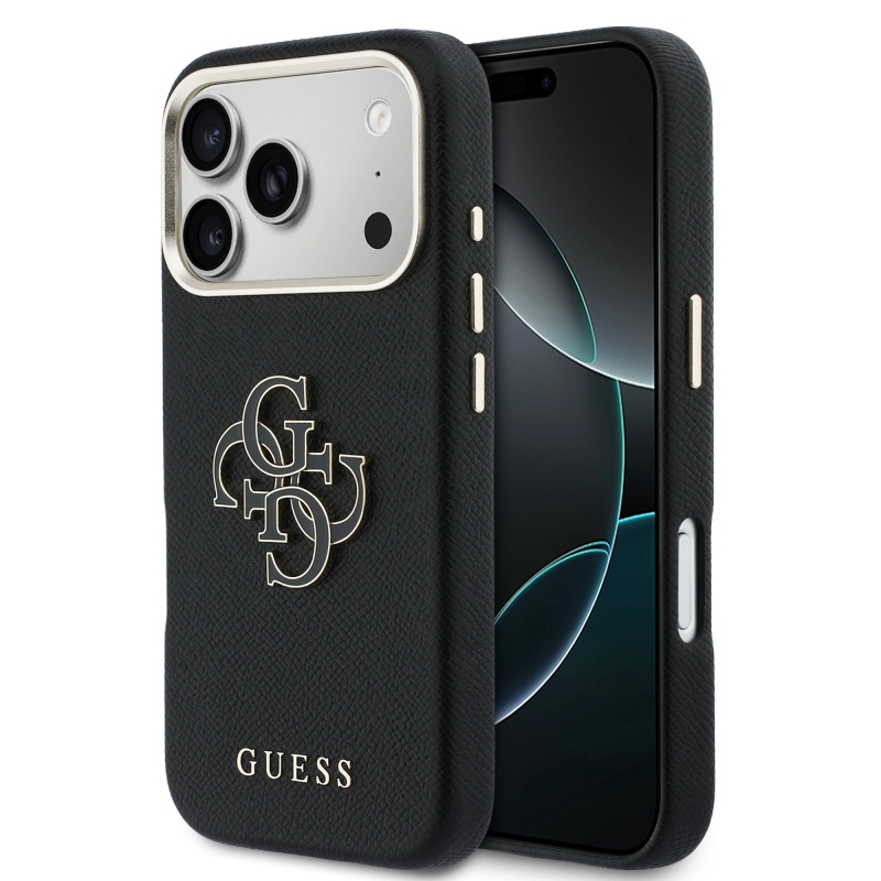 Zadný kryt s logom Guess PU Resin pre iPhone 17 Pro Black