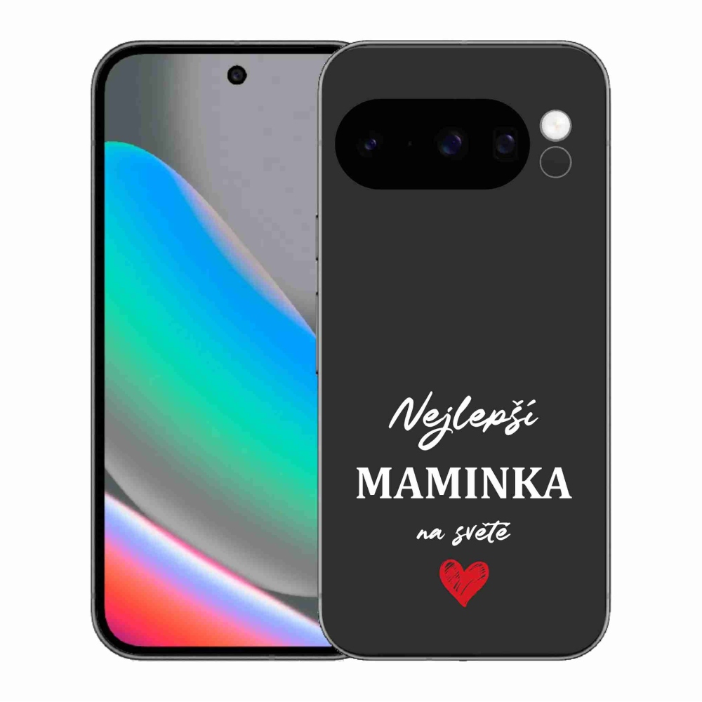 Gélový kryt mmCase na Google Pixel 10 Pro - najlepšia mamička 1 čierne pozadie