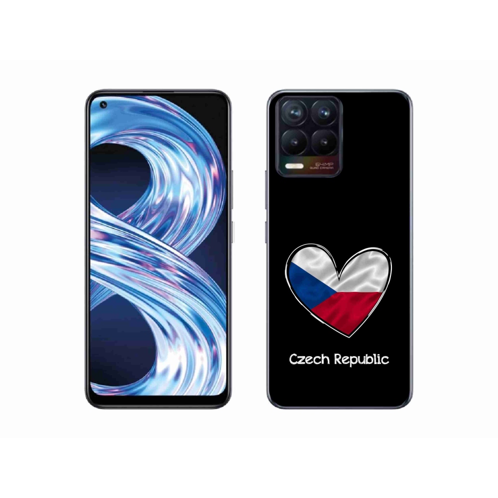 Gélový kryt mmCase na Realme 8 4G - vlajka srdca čierne pozadie