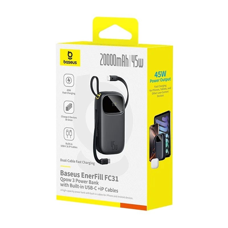 Baseus EnerFill FC31 QPow 3 45 W powerbanka 20 000 mAh Cosmic Black