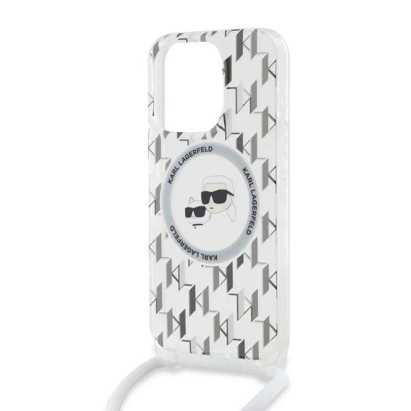 Karl Lagerfeld IML Monogram Crossbody K&CH Heads MagSafe Zadný Kryt pre iPhone 15 Pro Max Transparent