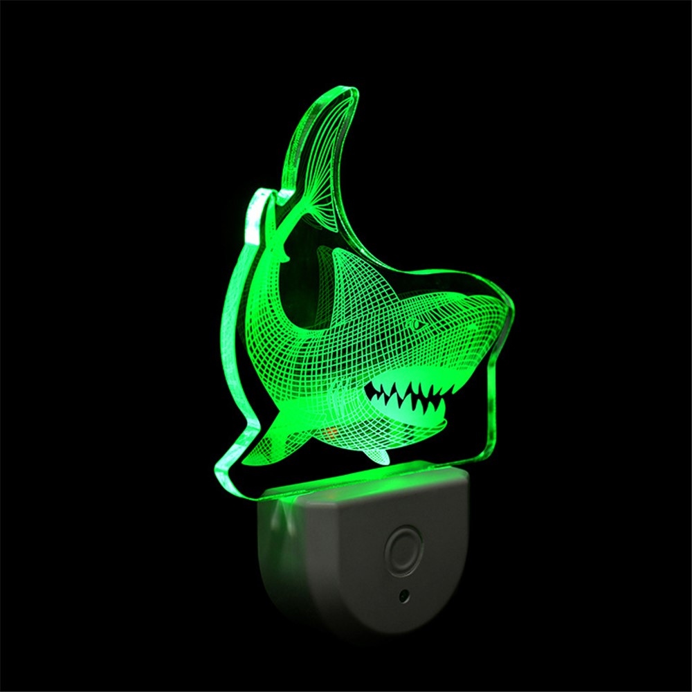 Detské nočné LED svetlo do zásuvky so senzorom - žralok
