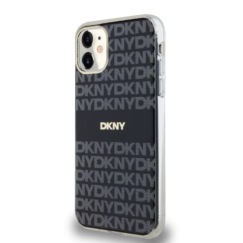 DKNY PC/TPU Repeat Pattern Tonal Stripe Magsafe Zadný Kryt pre iPhone 11 Black