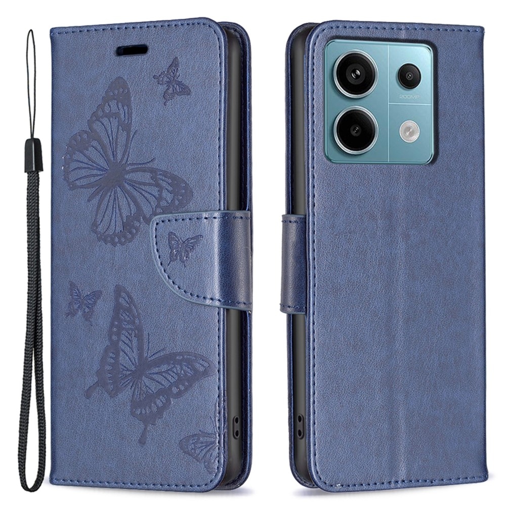 Butterfly knižkové púzdro na Xiaomi Redmi Note 13 Pro 4G/Poco M6 Pro - tmavomodré