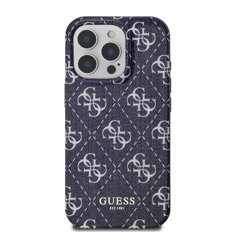 Guess IML Denim Effect MagSafe Zadný Kryt pre iPhone 16 Pro Dark Blue