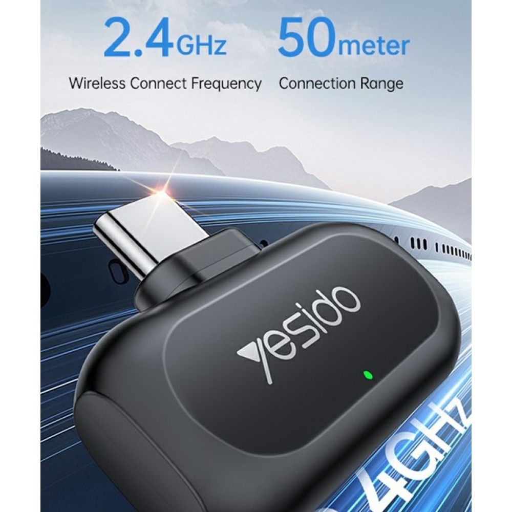 Yesido KR22 bezdrôtový klopový mikrofón s AI redukciou šumu USB-C