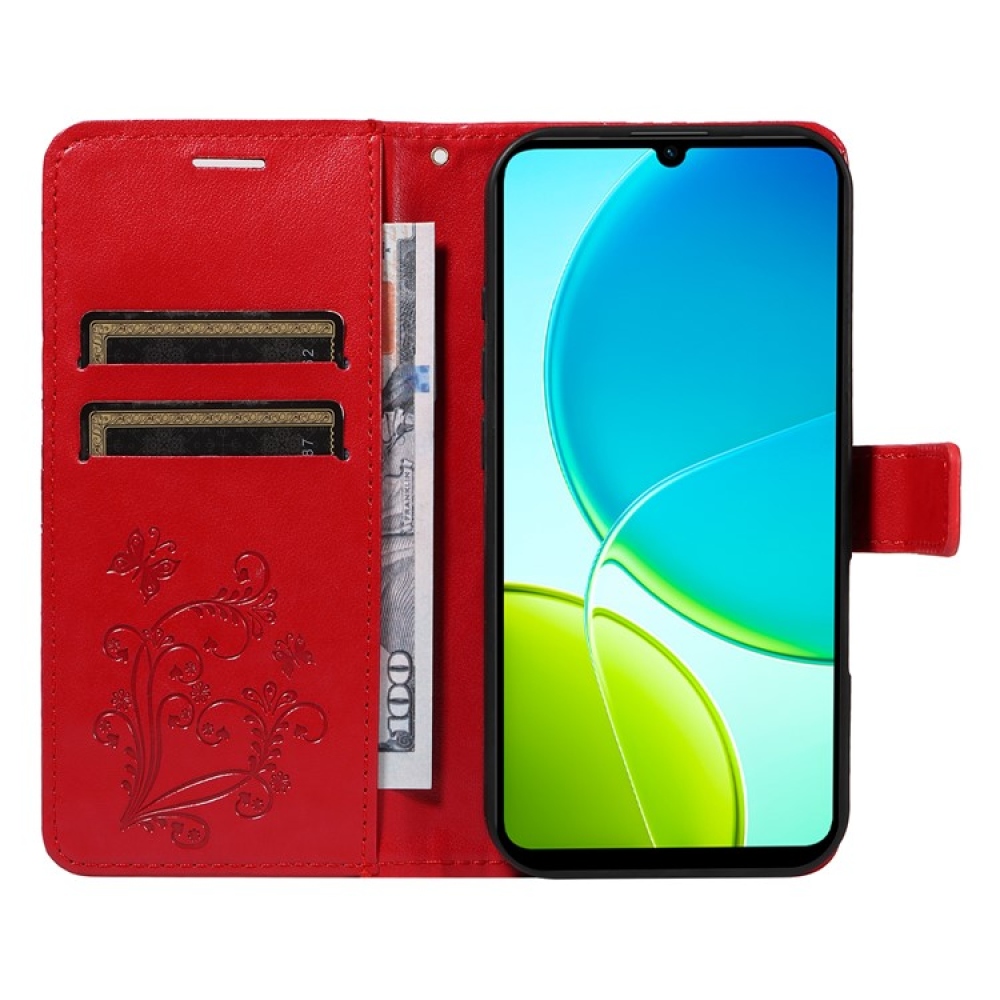 Big Butterfly knižkové puzdro na Vivo Y29s 5G - červené