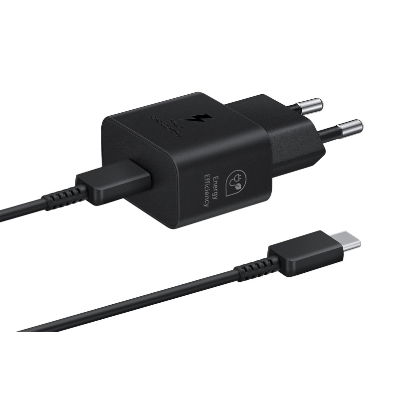 EP-T2510EBE + EP-DN980BBE Samsung USB-C 25W Cestovná nabíjačka + USB-C Dátový Kábel Black (OOB Bulk)