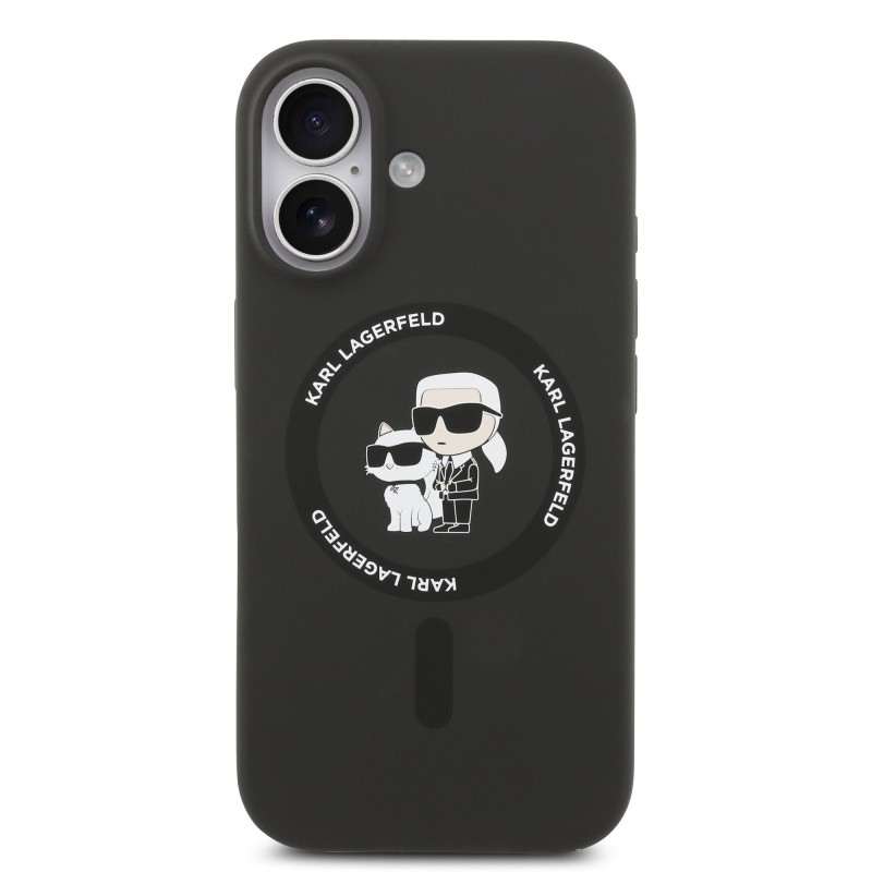 Karl Lagerfeld Liquid Silicone Karl and Choupette MagSafe zadný kryt pre iPhone 17 Black
