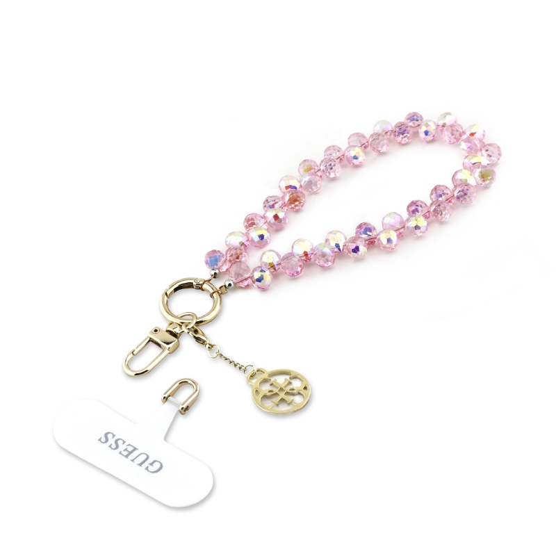 Guess Universal Hand Strap Crystals 4G Charm Pink