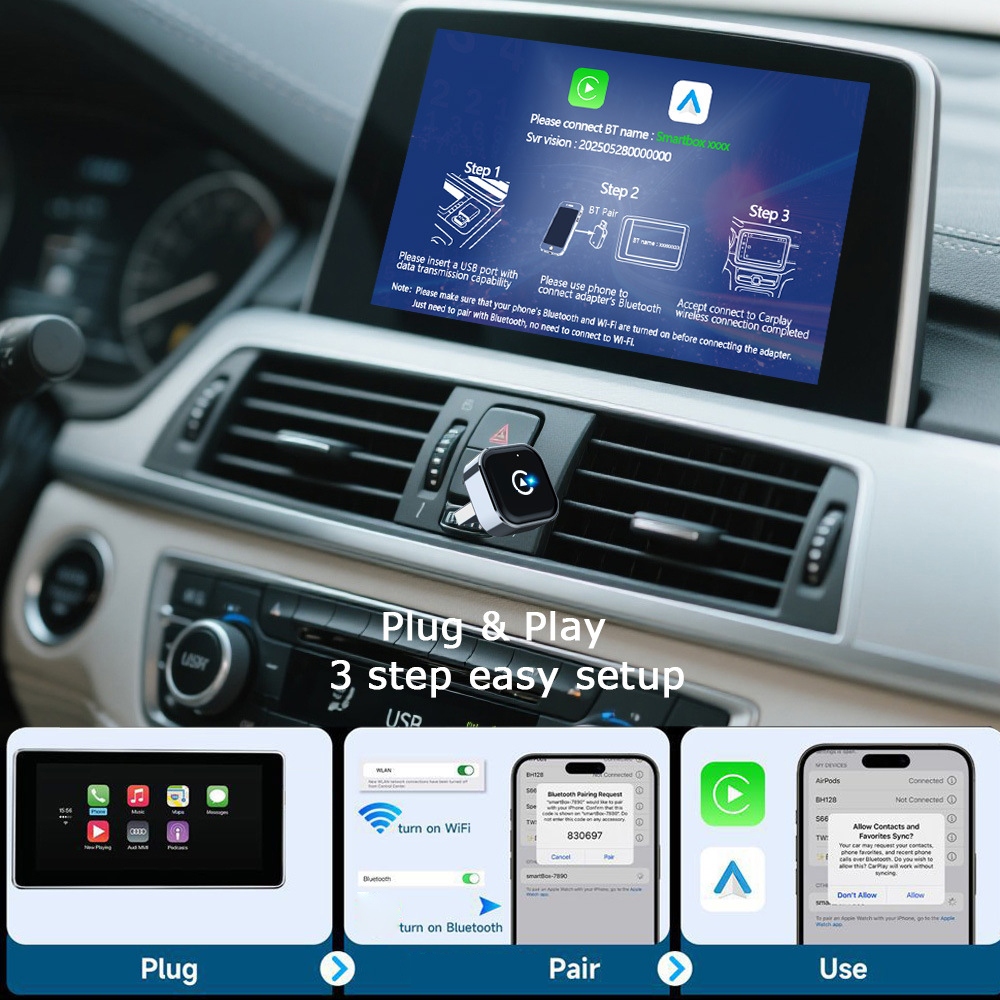 K16C mini adaptér bezdrôtový CarPlay a Android Auto USB-A