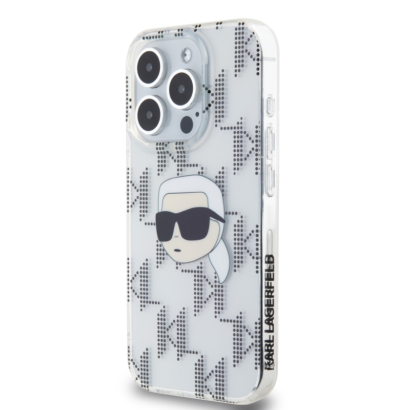 Karl Lagerfeld IML Electroplated Karl Head Zadný Kryt pre iPhone 15 Pro Transparent