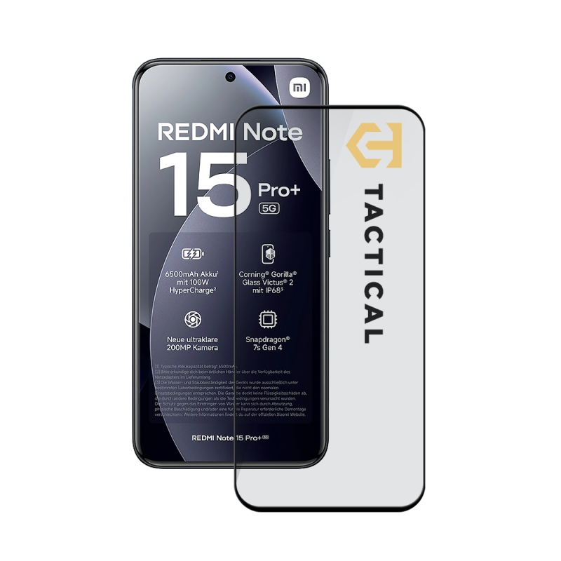 Taktický sklenený štít 5D sklo pre Xiaomi Redmi Note 15 Pro+ Black