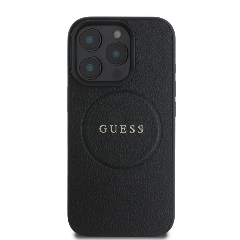 Guess PU Grained Classic Logo MagSafe Zadný Kryt pre iPhone 16 Pro Black