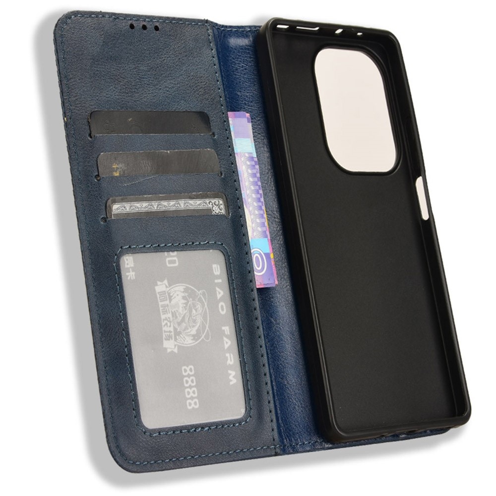 Vintage knižkové puzdro na Xiaomi Redmi Note 14S/Note 13 Pro 4G/Poco M6 Pro - tmavomodré