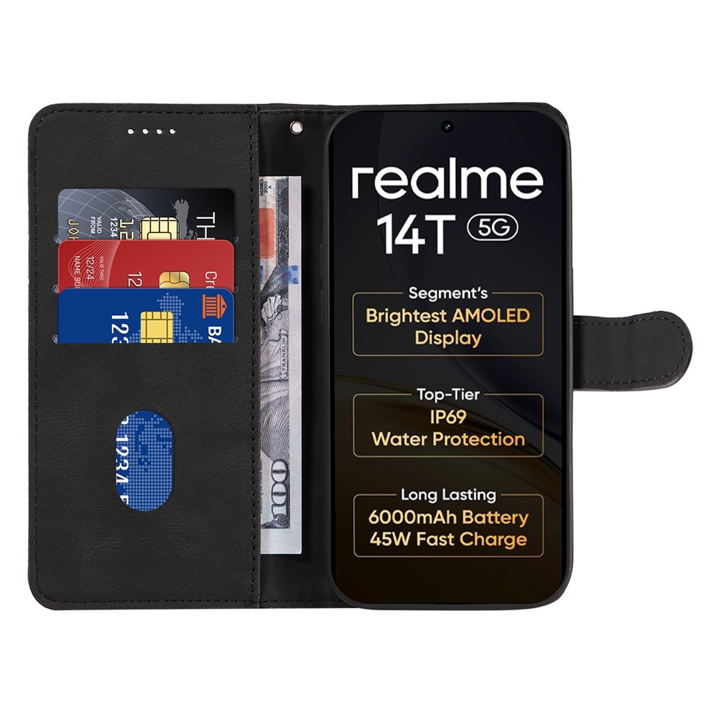 Curved knižkové puzdro na Realme 14 5G/14T 5G - čierne