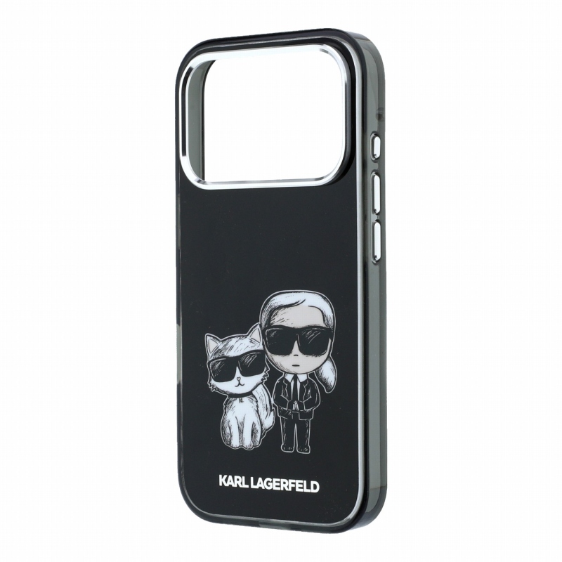 Karl Lagerfeld PU Semi Wrap Smooth Sketch Bodies Magsafe zadný kryt pre iPhone 18 Pro, čierny