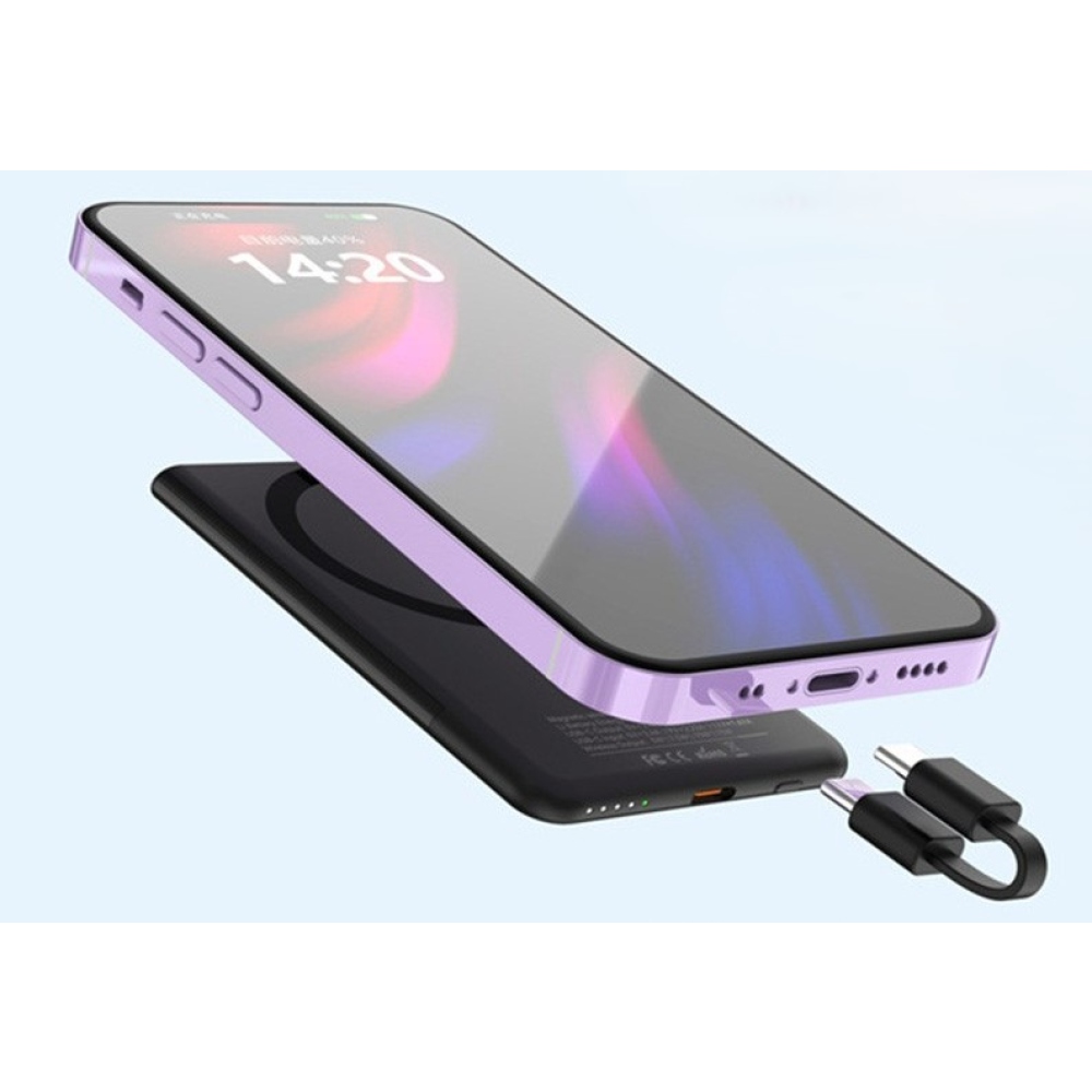 M10 Ultra tenká magnetická powerbanka 5000 mAh 15W so stojanom - čierna