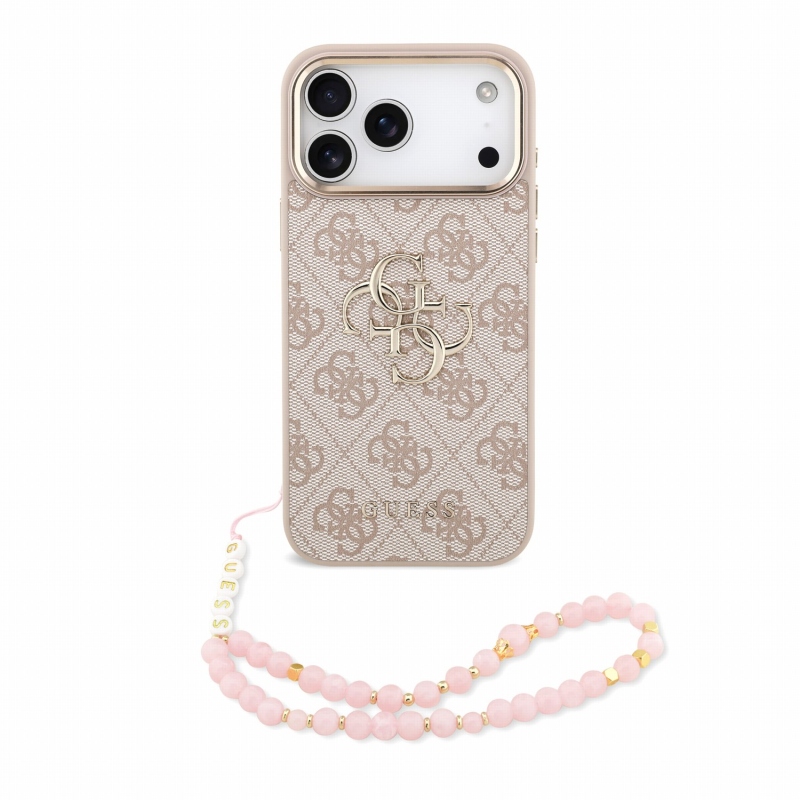 Guess PU 4G Metal Logo Strap – zadný kryt pre iPhone 18 Pro Max, ružový