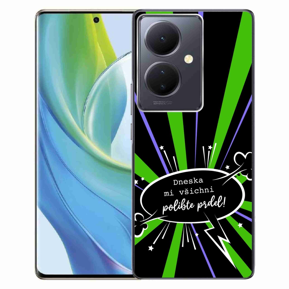 Gélový kryt mmCase na Vivo V29 Lite 5G - vtipný text 15 čierne pozadie