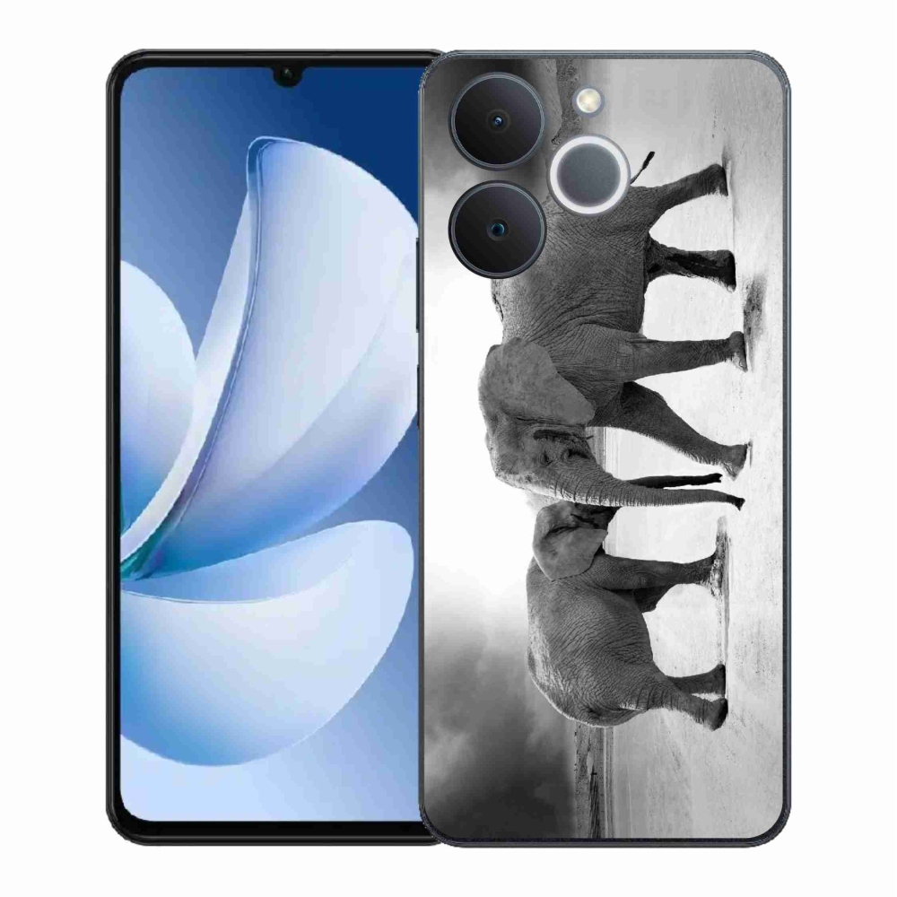 Gélový kryt mmCase na Realme Note 70T - čiernobieli slony