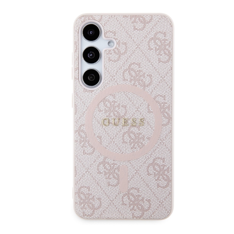 Guess PU Leather 4G Colored Ring MagSafe Zadný Kryt pre Samsung Galaxy S24 Pink