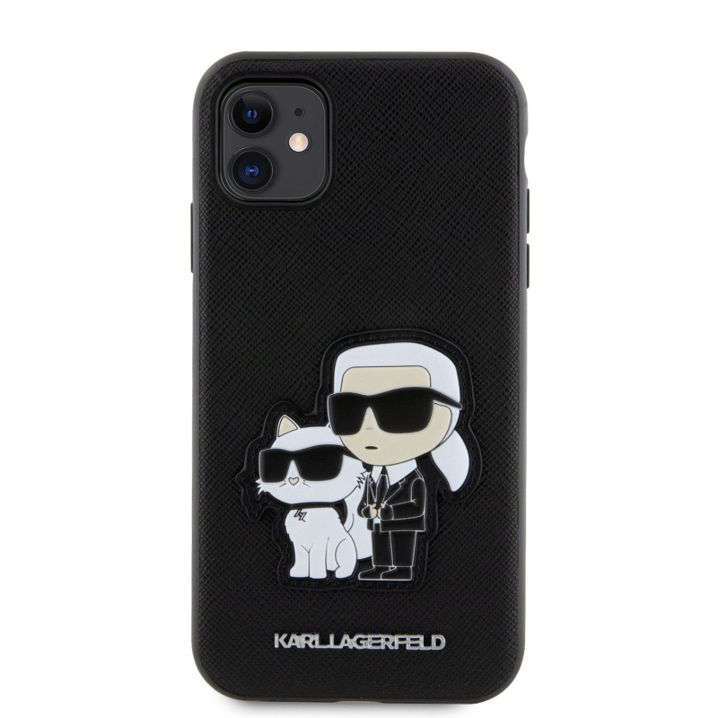 Karl Lagerfeld PU Saffiano Karl and Choupette NFT Zadný Kryt pre iPhone 11 Black