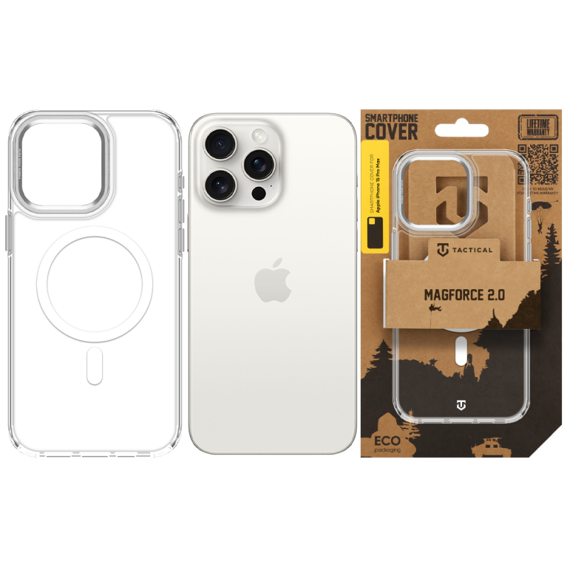 Tactical MagForce 2.0 Puzdro pre Apple iPhone 15 Pro Max strieborné