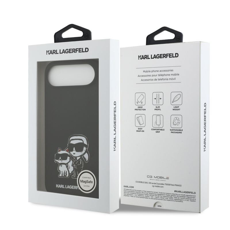 Karl Lagerfeld Liquid Silicone K&CH Sketch MagSafe Back Cover pre iPhone 17 Air Black