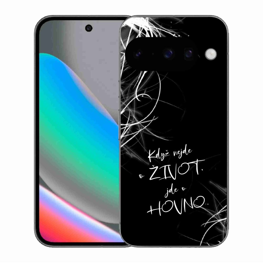Gélový kryt mmCase na Google Pixel 10 - vtipný text 16 čierne pozadie